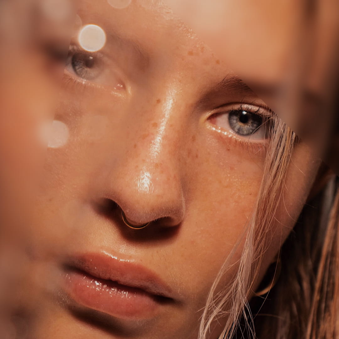 Extreme close up of woman's face