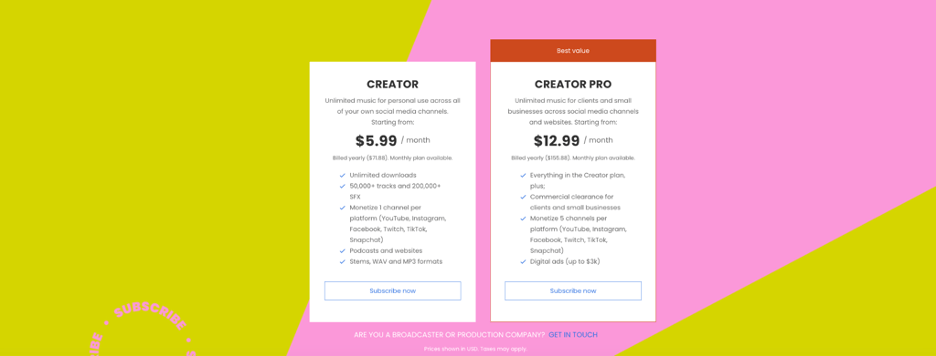 Creator and Creator Pro plan