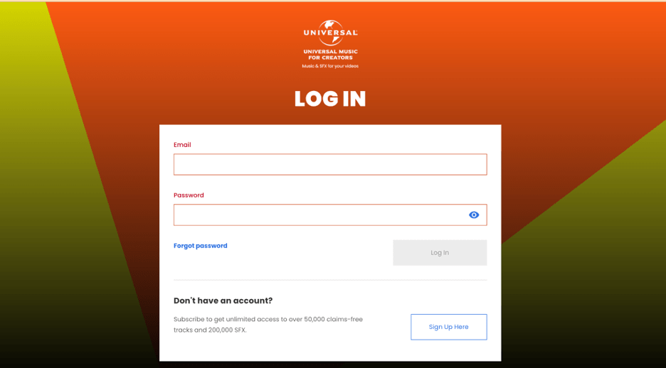 Login page